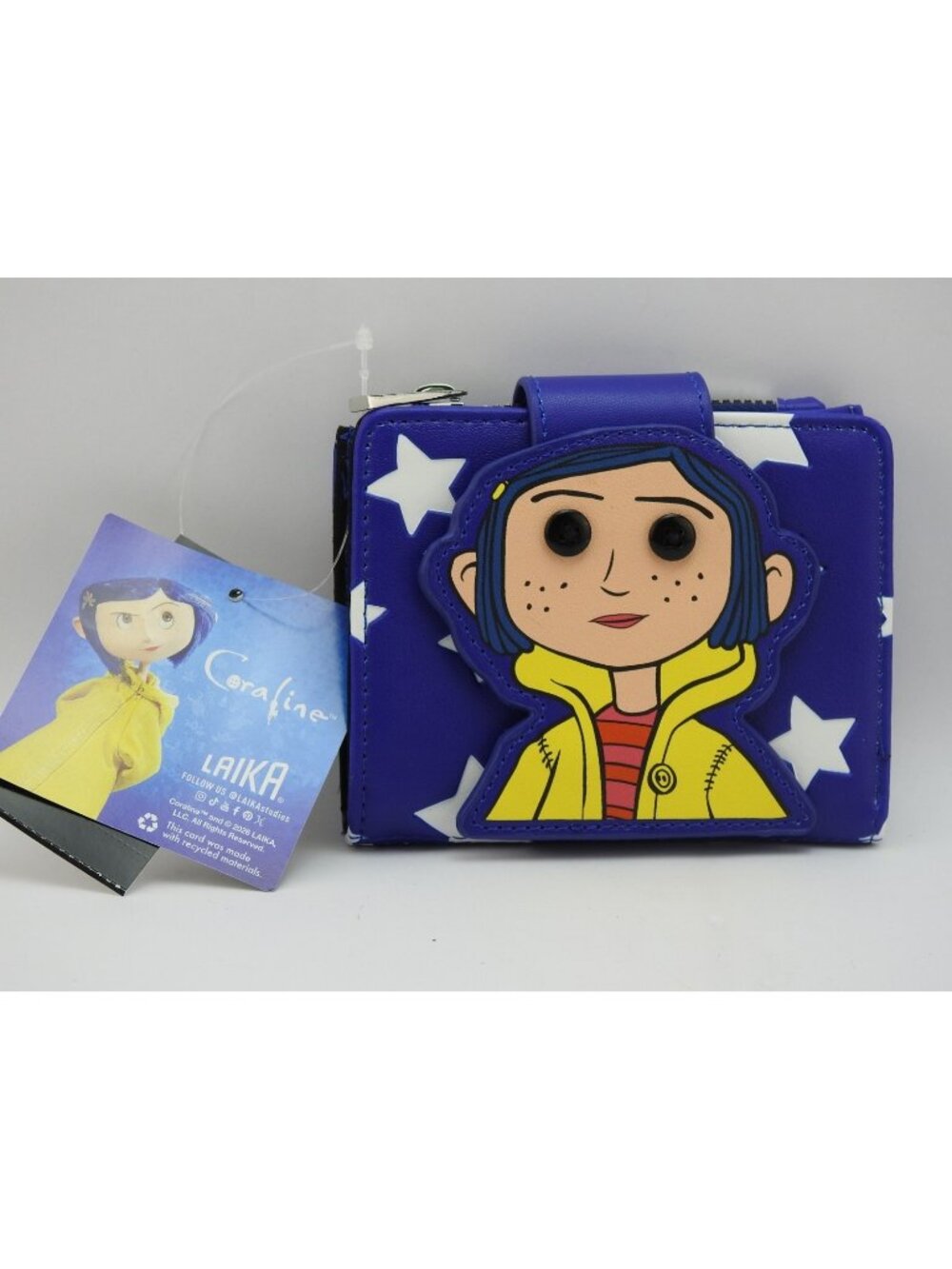 Coraline LAIKA Button Eyes Blue Star Bifold Wallet 2026 New With Tags
